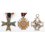 Three German medals, 1914-1918 Cross, 1939 Cross and 25 Year Cross