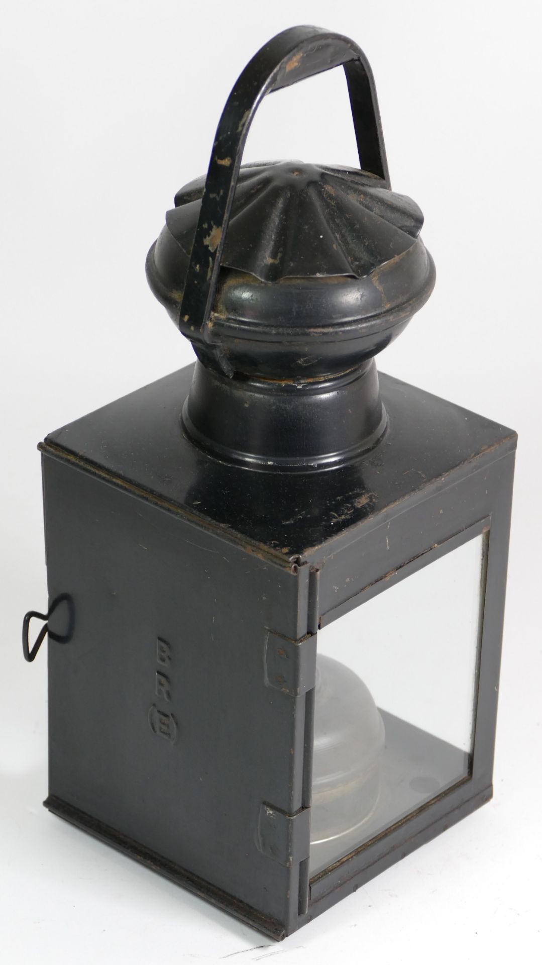 A hand lantern marked 'BR(E)', complete with all glasses and burner. - Image 2 of 2