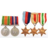 WWII group of five, three mounted 1939-45 Star, Africa Star, 1st Army bar, Italy Star, two