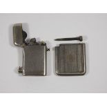 A 1920s Thorens semi automatic gents pocket cigarette lighter, nickel plated brass, petrol operated,