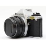 A Pentax ME Super 35mm film camera, with a Pentax-M 50mm f1.7 lens7
