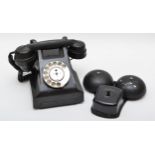 A G.P.O. 332L black telephone, with chromed rotary dial, together with a Bells 62C ringer (2)