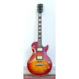 A Satellite electric guitar, twin pickups, Les Paul shaped body, red sunburst colourway, with gold