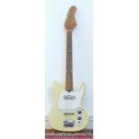 A Jedson electric guitar, single pickup, telecaster style body, cream colourway with white pick