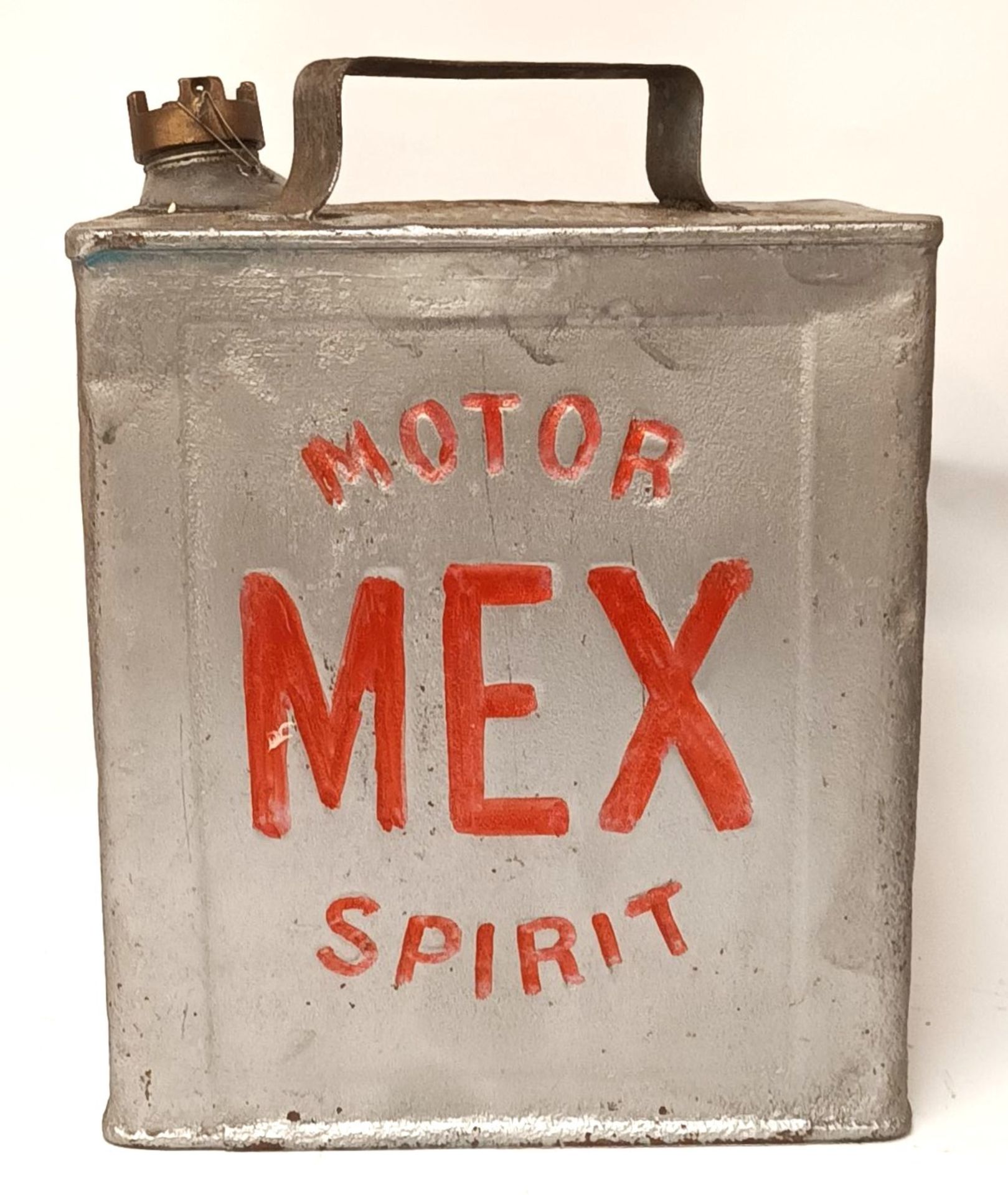 A Motor Mex Spirit 2 gallon petrol can with cap