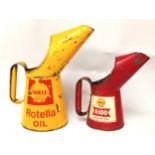 A Shell Rotella quart oil jug and a Shell X100 pint jug (2)