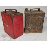 An Esso two gallon petrol can and a SM and BP two gallon can (2)