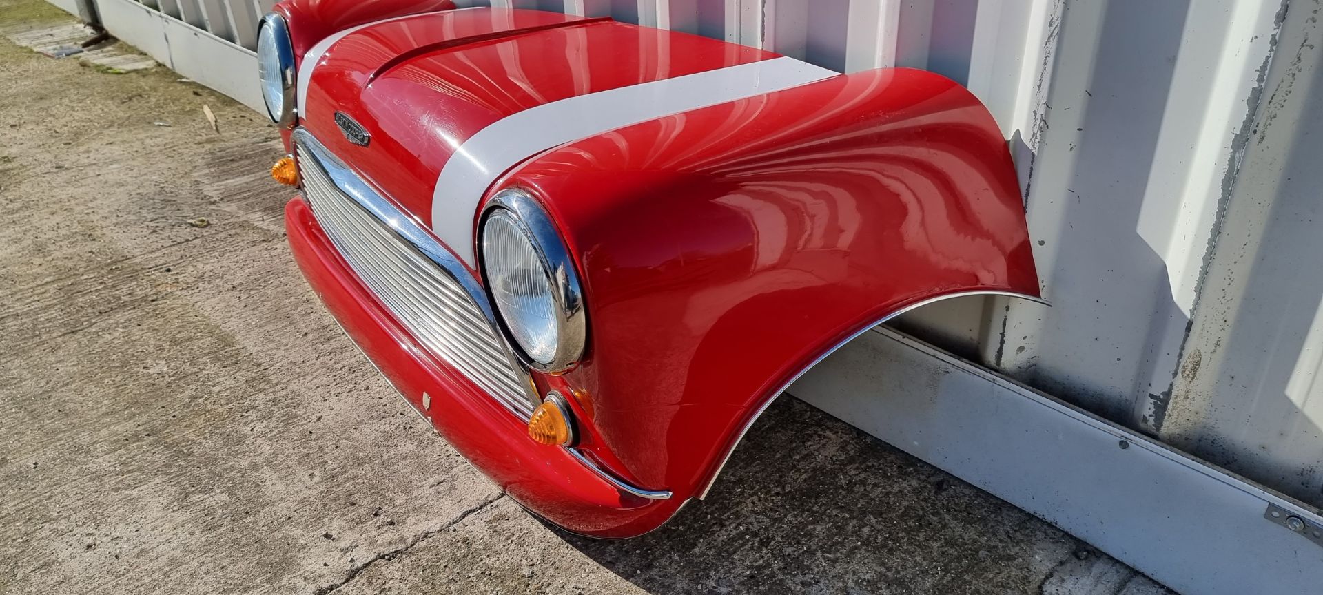 A fibreglass wall mounted Classic Mini Cooper front end, with lights - Image 3 of 5