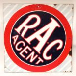 A vitreous enamel RAC Agent double sided sign, 46 x 46cm