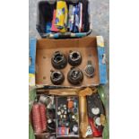 Four Villiers barrels, pistons and rings, a pair of NOS stock shock absorbers and other spares