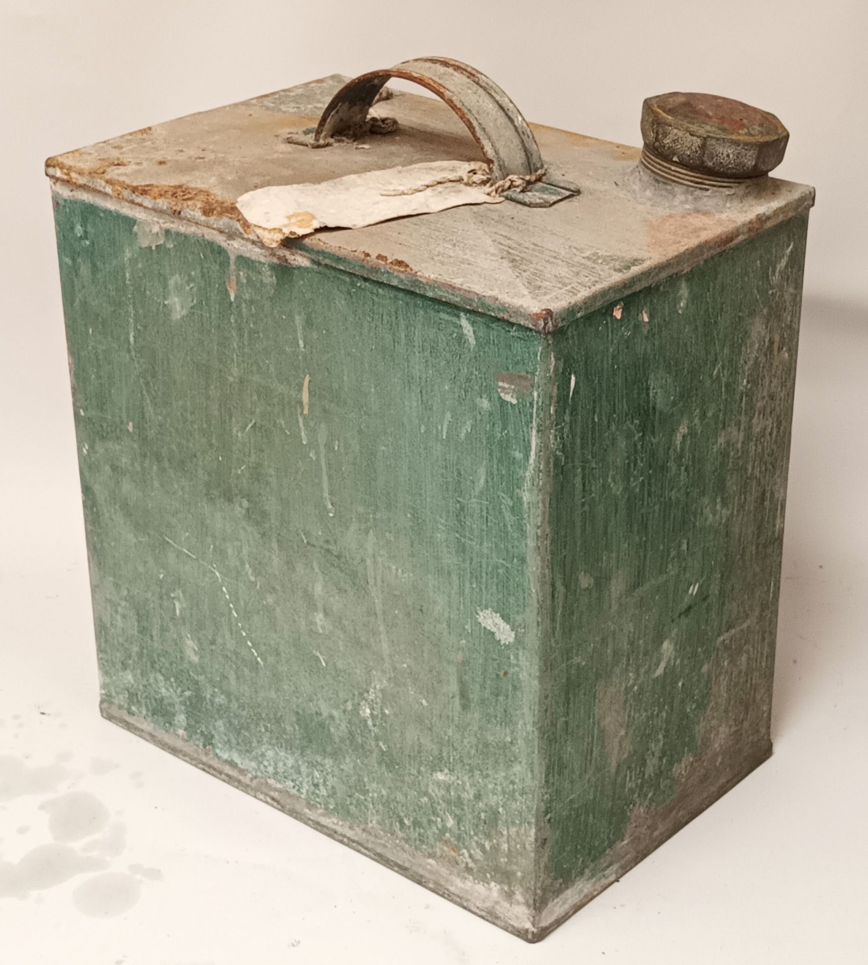A Vintage petrol can, with lead soldered seams, cap