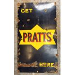 A vitreous enamel GET PRATT HERE single sided sign, 137 x 76cm