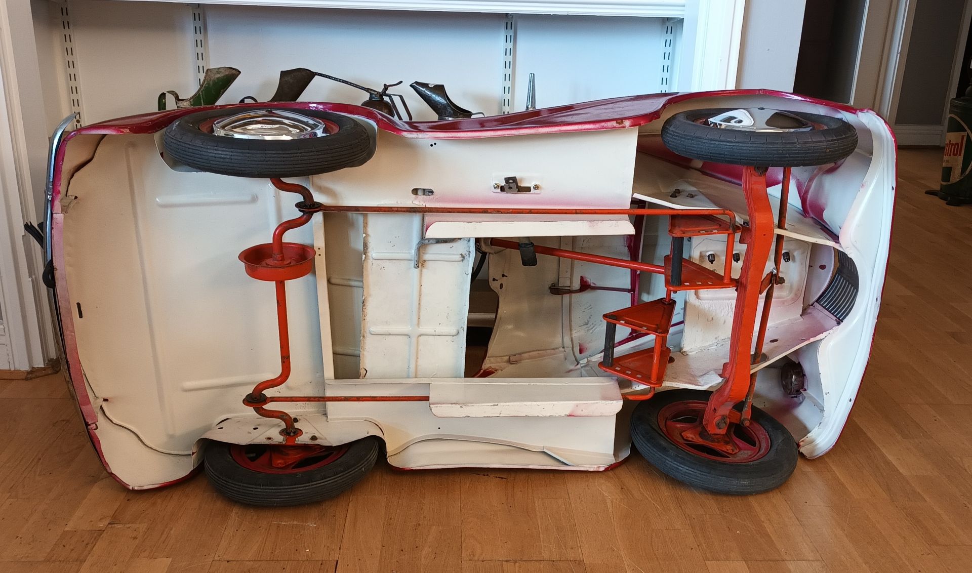 An Austin J40 pedal car, c.1948, offered in red, partially restored. The car was made from heavy- - Image 7 of 7