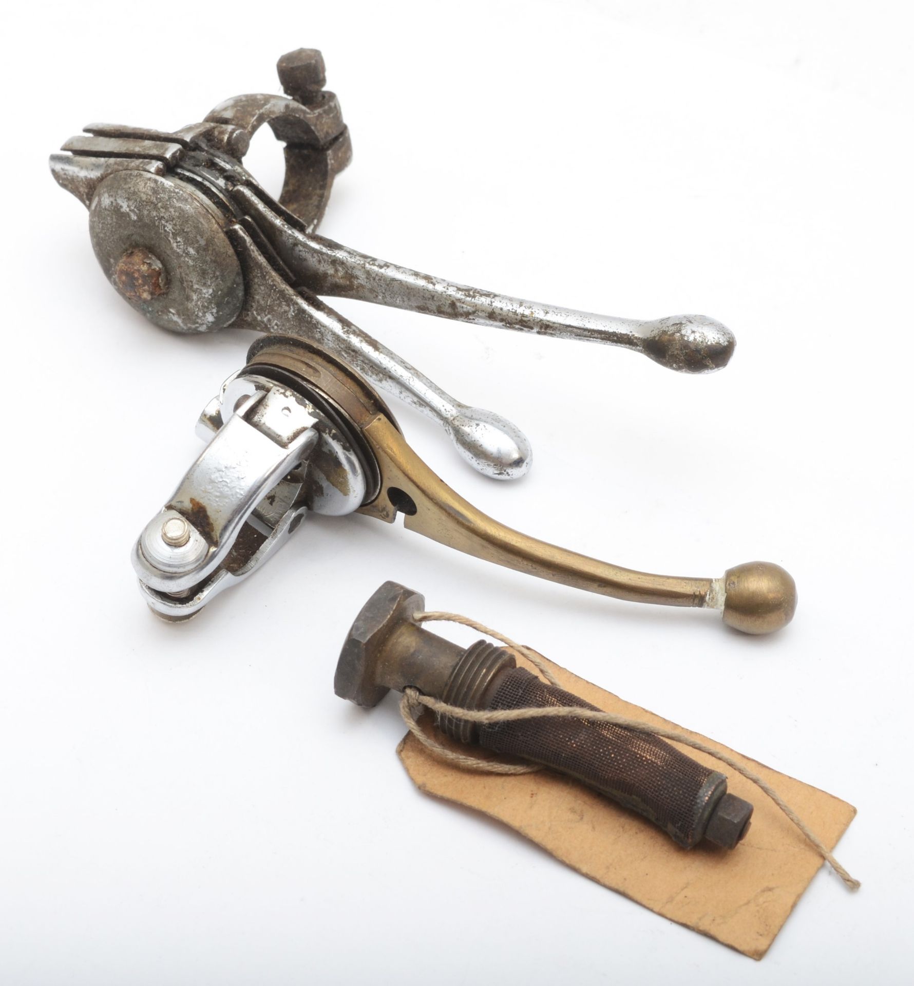 A vintage nickel two lever, a brass single lever and a JAP engine filter - Image 2 of 2