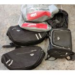 A Givi pair of soft panniers and Silver bag, with protective covers
