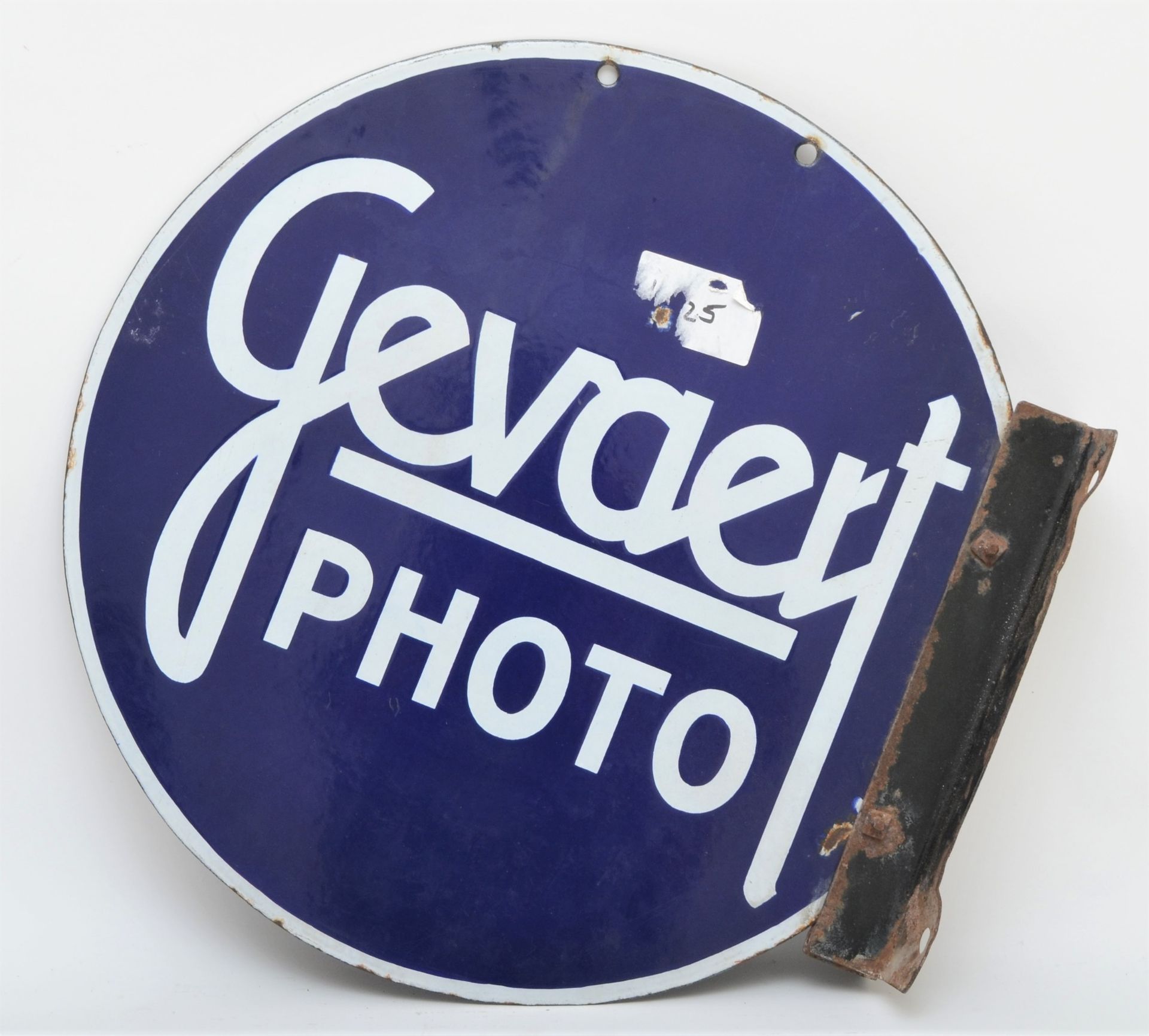 A vitreous enamel Gevaert Photo double sided wall mounted signe, 45cm diameter - Image 2 of 2
