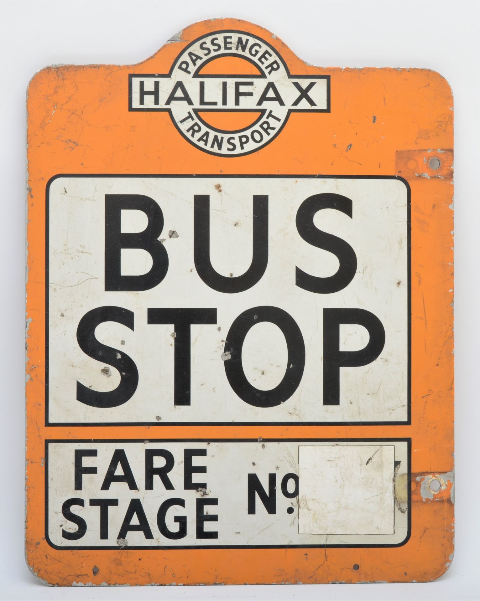 A Halifax Passenger Transport BUS STOP double sided alloy sign, 44.5 x 33.5cm