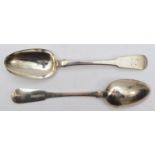 A George IV Scottish silver fiddle pattern pair of table spoons, Edinburgh 1824, 135gm