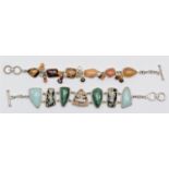 Whitney Kelly, two silver and hardstone bracelets, 80gm