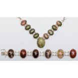 Whitney Kelly, a silver and hardstone bracelet, 18.5cm, and a similar necklace, 116gm