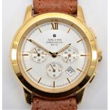 Junghans, a gold plated chronograph WR50 quartz gentleman's wristwatch, 38mm