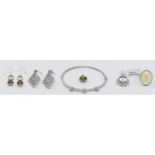 TGGC, six pieces of silver and gemstone set jewellery, 48gm