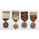 Four silver and enamel driving medals, without accidents for 5 years, 1932 - 1936, gold and silver