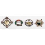 Robert Allison, a Scottish silver and citrine Celtic brooch, Glasgow 1953, 50mm and three other