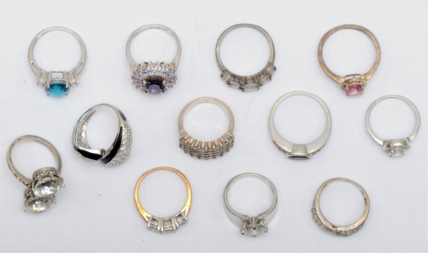 Twelve various silver rings, 56gm - Image 2 of 2