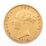 Victoria Bun Head, shield back, half sovereign, 1875