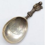 A Norwegian silver christening spoon, by M. Hammer, Bergen, 1881, with cast handle 10.5cm, 41cm