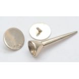 A silver golf tee and two silver markers, Sheffield 1980, 9.9gm