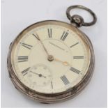 A Victorian silver open face key wind pocket watch, Birmingham 1885, 51mm