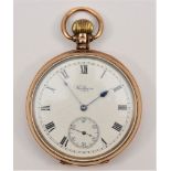 Waltham, a 9ct gold open face keyless wind pocket watch, Birmingham 1922, 17 jewel movement,