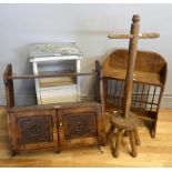 Ten pieces of furniture and decorative items, to include a Lloyd Loom style cabinet, a pedestal