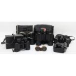 Five pairs of binoculars, to include Boots 8 x 30, cased, Tasco 8 x 30, cased, Hoya 8 x 20, cased,