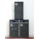 Two Carlsbro Sound Equipment speakers, 42 x 80 x 25cm, together with a matching speaker cabinet,