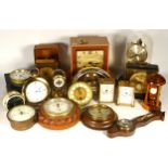 A collection of mantel clocks to include anniversary, lantern and carriage clocks, together with a