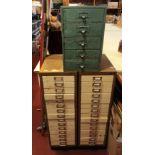 A pair of 1970s Bisley freestanding steel filing drawers, H94, W28, D41cm, together with a smaller