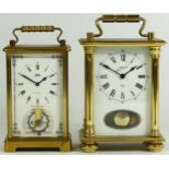 A mid 20th century West German carriage clock, the 8 day movement with pendulum, striking on bell,