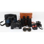 Five pairs of binoculars, to include Tasco 10 x 25, cased, Miranda 8 x 32, King 12 x 50, inpro 10