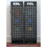 A pair of FAL disco lights, 25 x 80 x 22cm