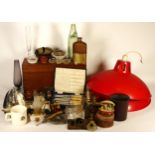 A collection of glassware, ceramics and cabinet pieces, to include a wooden box with technical