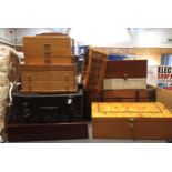 A collection of homewares, to include a set of three graduated suitcases, various jewellery boxes,