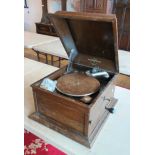 An early 20th century Columbia wind up gramophone , oak cased, model No 117A