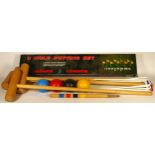 Outdoor games, to include a Jaques London 9 hole putting set, original box and a unbranded Croquet
