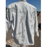 Ladies vintage retro White leather jacket, with PY Clarence lining, applique details on back and
