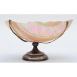 An Edwardian silver and mother of pearl pedestal dish, Birmingham 1906, length11.5cm