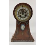 A late 19th century French mahogany balloon clock, with Wedgwood plaque, no pendulum or key, 31cm