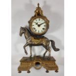 Imperial, Italy, a brass, silvered and enamel figural clock, two tone striking, spares or repair,